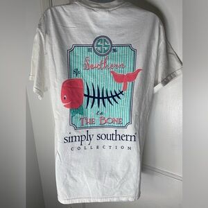 Simply Southern White Tee with Pink and Blue Graphic